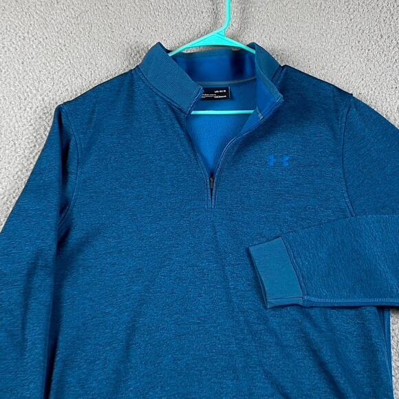 Under Armour Coldgear 1/4 Zip Pullover Sweater Men's Large Blue - Picture 2 of 10